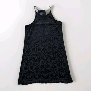 AQUA Black Velvet Sleeveless Pullover Stretch Short Shift Dress sz‎ S